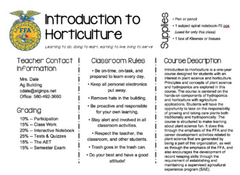 Preview of Ag Class Syllabus - Introduction to Horticulture