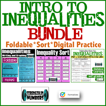 Preview of Introduction to Inequalities BUNDLE: notes, practice, sorting, quiz