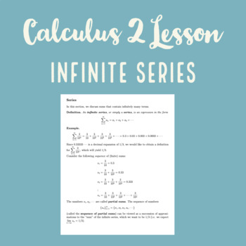 Preview of Introduction to Infinite Series Lesson Notes (Integral Calculus 2 Lecture)