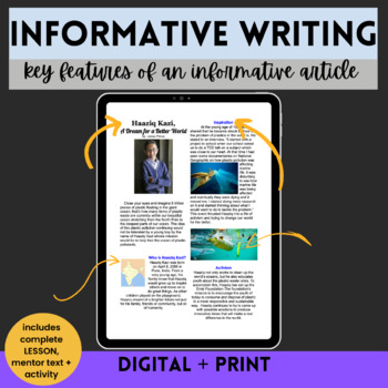 Preview of Introduction to Informational Writing, Lesson, Activity + Mentor Text