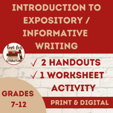 Introduction to Expository Essay Writing | Worksheet Activity