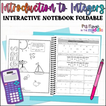 Preview of Introduction to Integers Interactive Notebook Foldable and Practice Worksheet