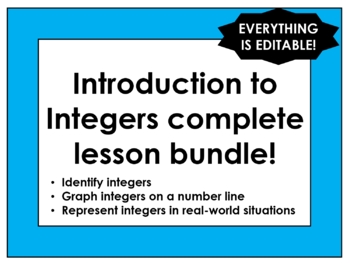 Preview of Introduction to Integers Lesson: Notes, Activity, Practice and more!