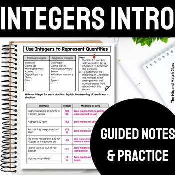 Preview of Introduction to Integers on a Number Line Notes and Represent Integers EDITABLE
