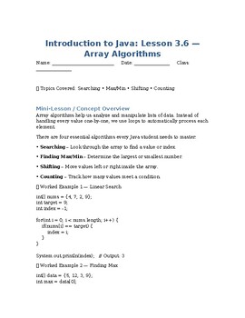 Preview of Introduction to Java: Lesson 3.6 — Array Algorithms