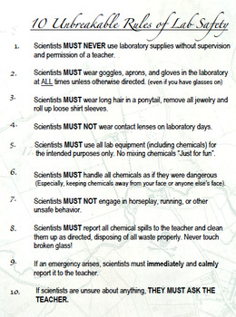 Introduction to Lab Safety Worksheets w/ Lab Safety Quiz | TpT