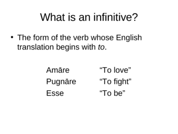 Preview of Introduction to Latin Infinitive Types