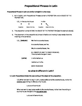 Preview of Introduction to Latin prepositional phrases w/ practice and assessment