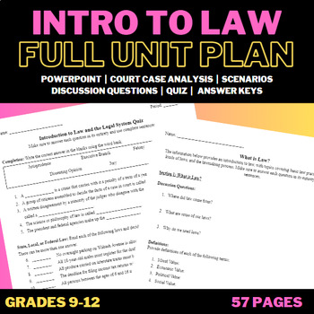 Preview of Introduction to Law Unit: Law-Related Education