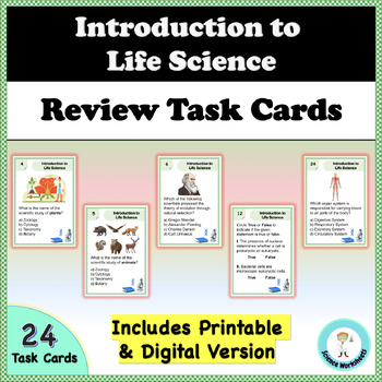 Preview of Introduction to Life Science - Task Cards (Printable & Digital)