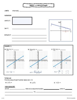 Preview of Introduction to Limits - Lesson Plan/Guided Notes