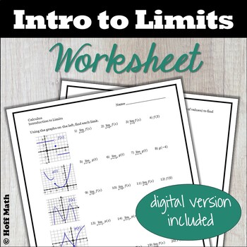 Preview of Introduction to Limits | Limits from Graphs WORKSHEET | Digital and Print