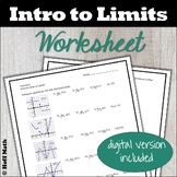 Introduction to Limits | Limits from Graphs WORKSHEET | Di