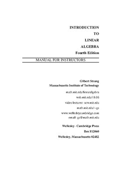Preview of Introduction to Linear Algebra 4th Ed Gilbert Strang-MIT Textbook. SOLUTIONS