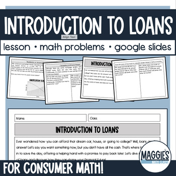 Preview of Introduction to Loans Lesson on Amortization, Simple Interest, Compound Interest