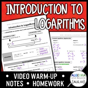 Preview of Introduction to Logarithms Lesson | Warm-Up | Guided Notes | Homework