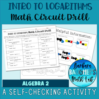 Preview of Introduction to Logarithms Math Circuit Drill