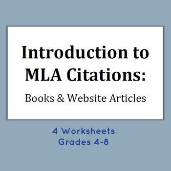 Preview of Introduction to MLA Citations - Book and Website Articles