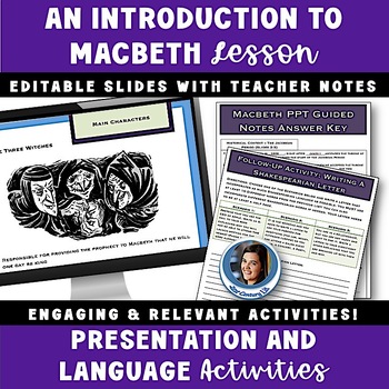 Preview of Introduction to Macbeth Shakespeare Background Guided Notes Language Activities