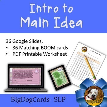 Preview of Introduction to Main Idea Speech Lesson BOOM CARDS, Slides & Worksheets