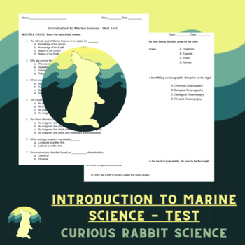 Preview of Introduction to Marine Science - Unit Test