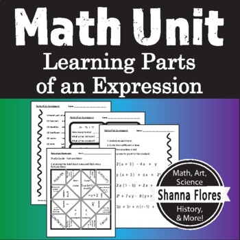 Preview of Parts of Math Expression, Review Coefficients, Variables, Factors
