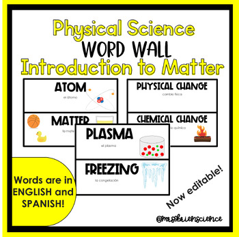 Preview of Introduction to Matter Vocabulary Word Wall - Spanish and English