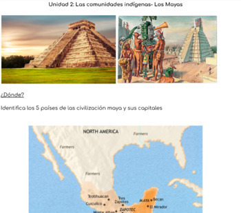 Preview of Introduction to Mayan Civilization Spanish class guided notes