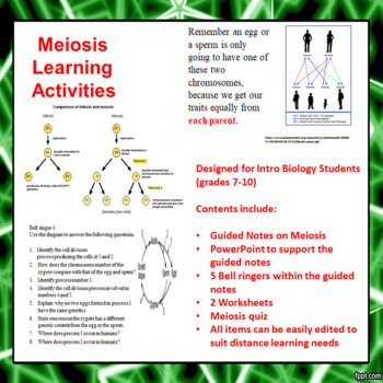 Preview of Meiosis Learning Activities (Distance Learning)