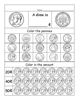Introduction to Money Worksheets (Penny, Nickel, Dime, Quarter) | TpT
