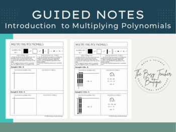 Preview of Introduction to Multiplying Polynomials Guided Notes