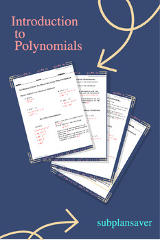 Preview of Introduction to Multiplying Polynomials Worksheet and Answer Key ONLY