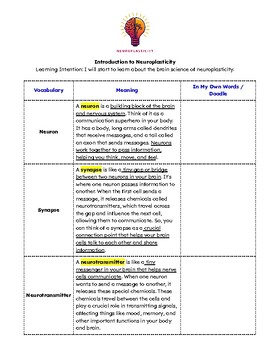 Preview of Introduction to Neurplasticity