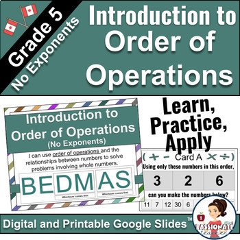 Preview of Introduction to Order of Operations | No Exponents | BEDMAS | PEDMAS