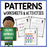 Math Pattern Worksheets for Kindergarten with Pattern Activities