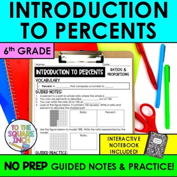 Preview of Percent Notes & Practice | Introduction to Percents for 6th Grade Math