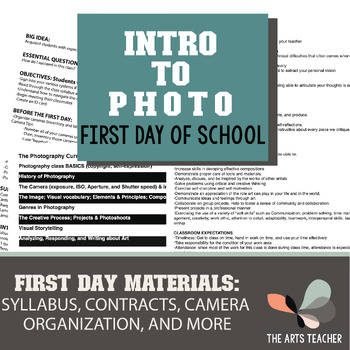 Preview of Introduction to Photography First Day of School: Syllabus & Printable Activities
