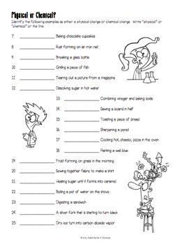 Introduction to Physical and Chemical Changes Worksheet  TpT