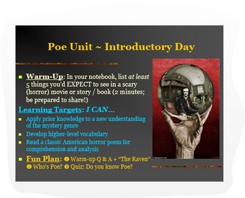 Preview of Introduction to Poe PPT: Biography + "The Raven" & Parody - ELA Common Core