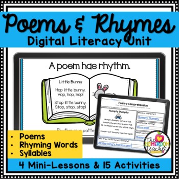 Preview of Introduction to Poetry Unit Lessons and Activities Digital and Printable