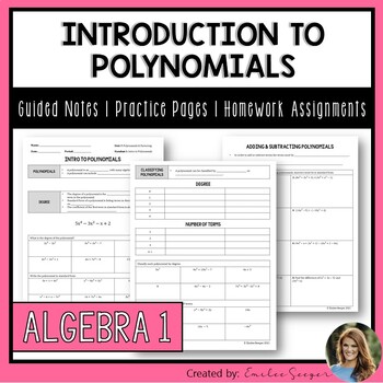 Preview of Intro to Polynomials Adding and Subtracting - Guided Notes | Practice | Homework