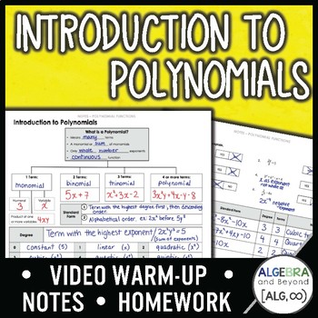 Preview of Introduction to Polynomials Lesson | Warm-Up | Guided Notes | Homework
