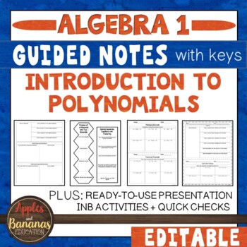 Preview of Introduction to Polynomials - Guided Notes, Presentation, and INB Activities