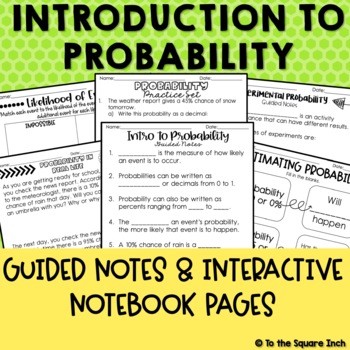 Preview of Probability Notes and Activities