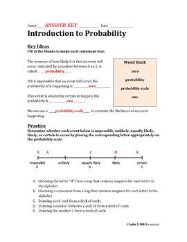 introduction to probability worksheet by taylor j s math materials