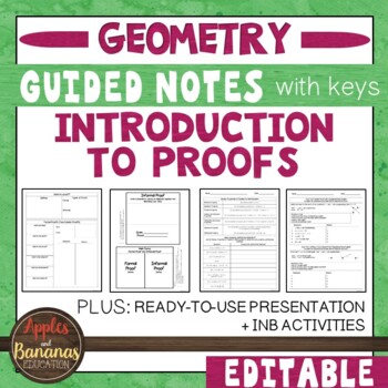 Preview of Introduction to Geometric Proofs -  Guided Notes, Presentation, and INB