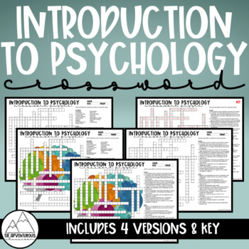 Introduction to Psychology Crossword Puzzle by The Adventurous Classroom