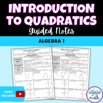 Preview of Introduction to Quadratics Parabolas Guided Notes Lesson Algebra 1