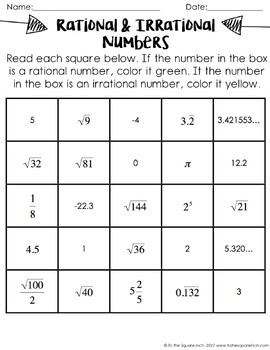 Introduction to Rational and Irrational Numbers Interactive Notebook