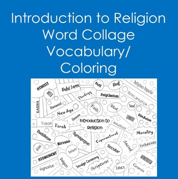 Preview of Introduction to Religion Word Collage (Coloring, Vocabulary)